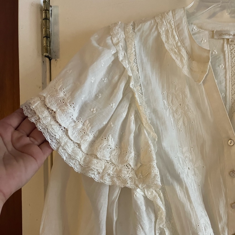 Loveshackfancy Embroidered Victorian Peasant Blou… - image 4